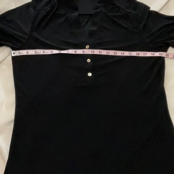 PerSeption Concept Black V-Neck Shirt with Gold Buttons, Large - Picture 7 of 8